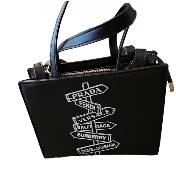 BLACK MINI PURSE/TOTE BAG WITH LONG SHOULDER STRAP - Picture 3 of 8